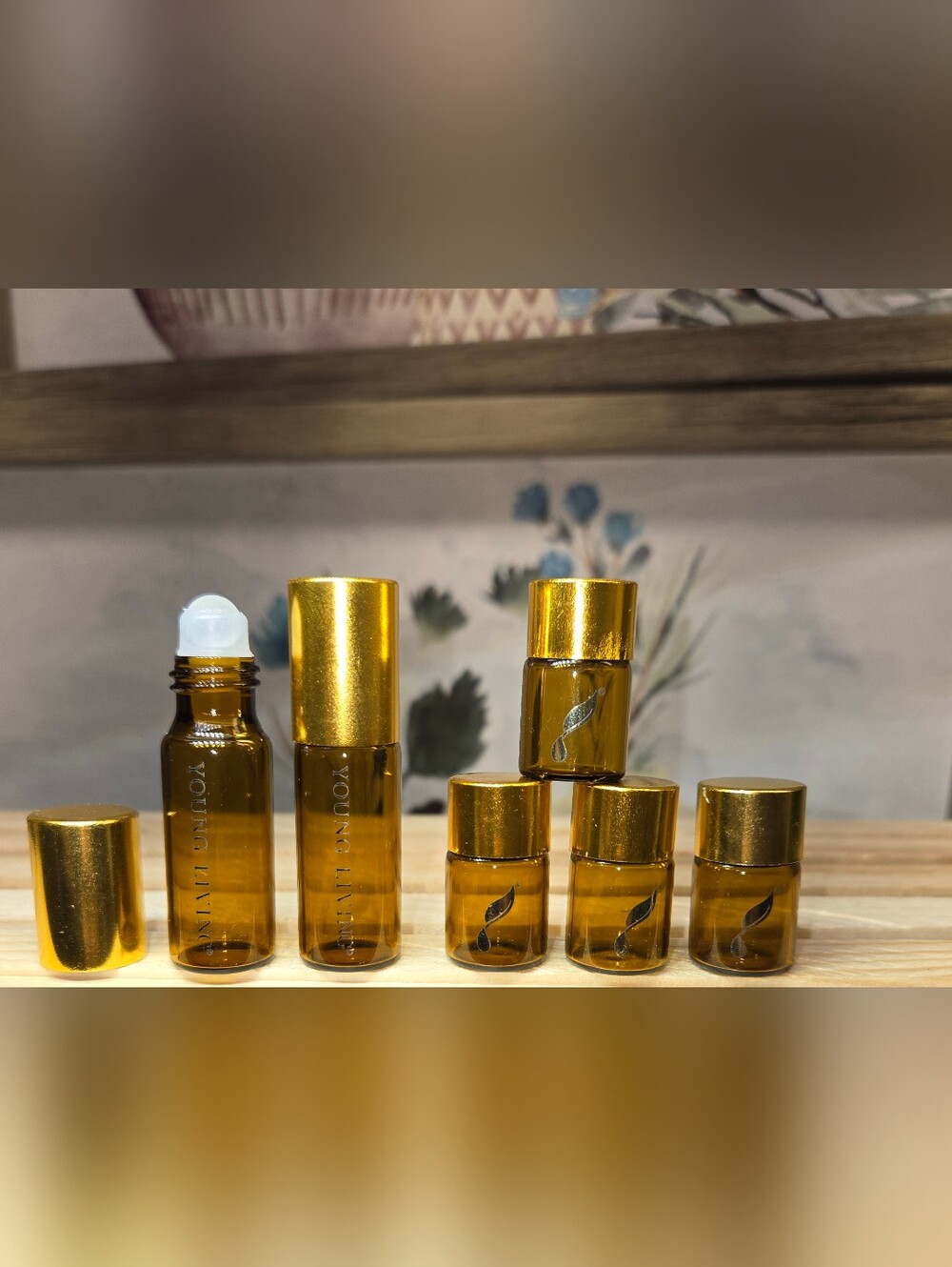 Young Living amber glass empty roller bottles and sample bottles